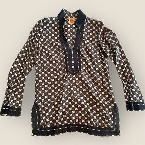 Tory Burch Brown and Black Geometric Tunic